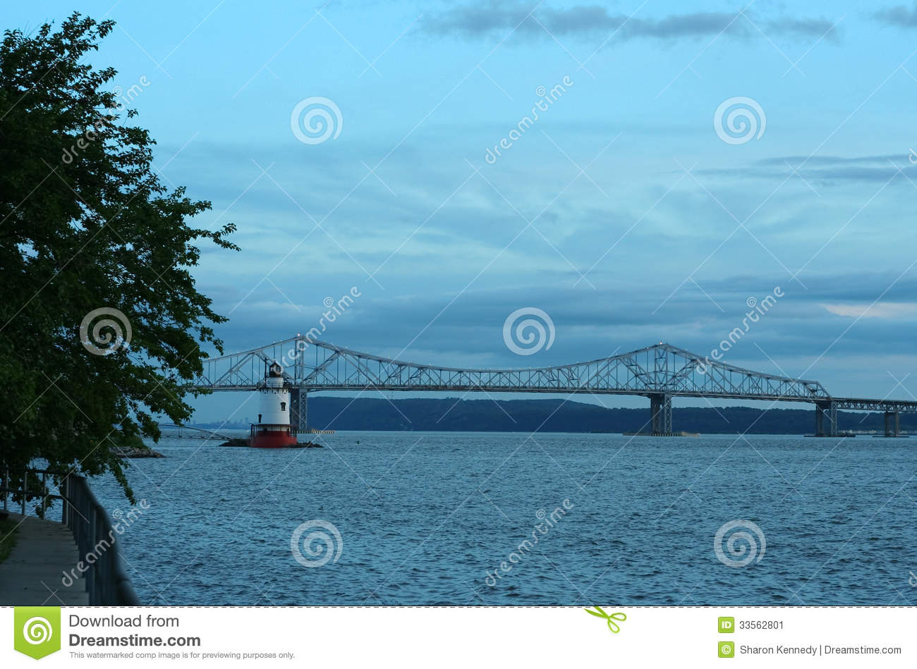 The Tappan Zee Bridge And Tarrytown Lighthouse In Westchester County    