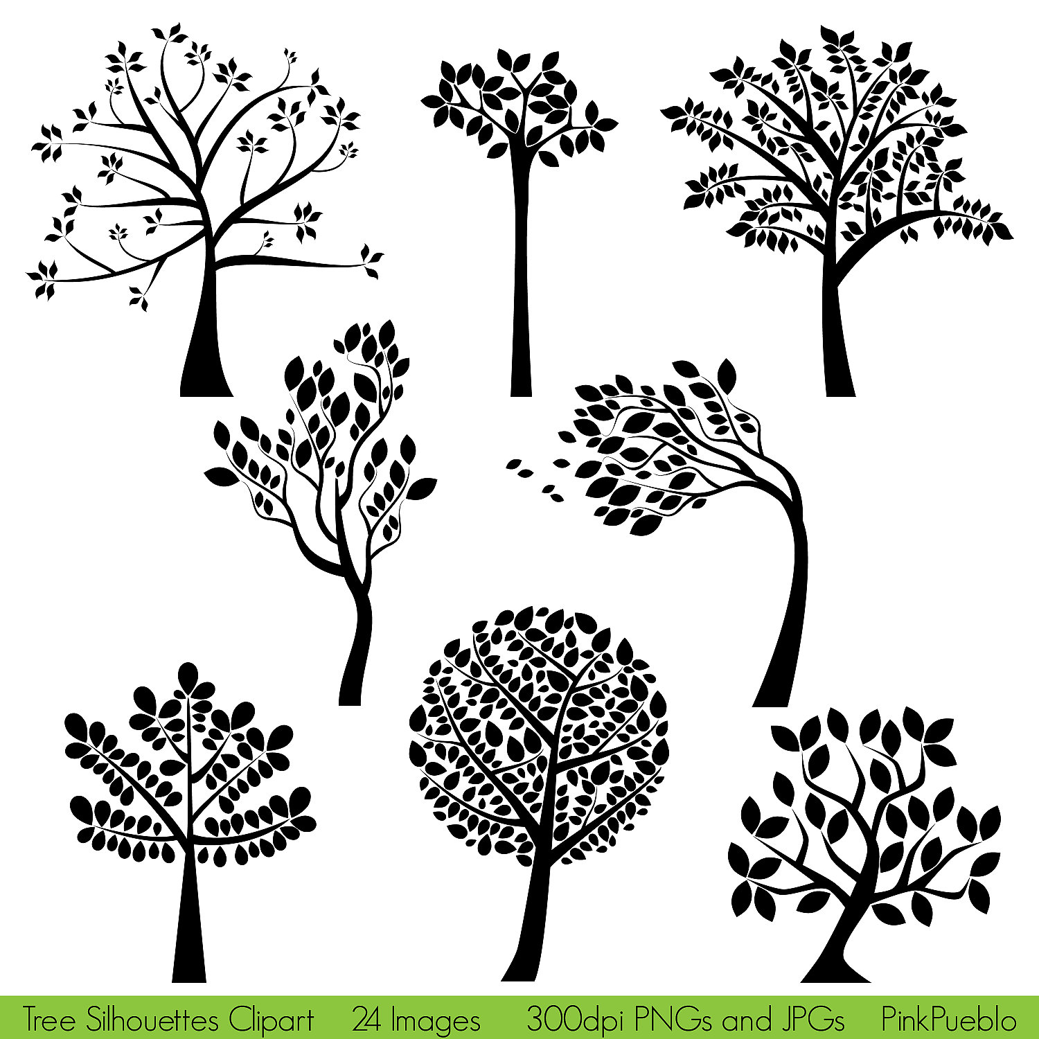 Tree Silhouettes Clipart Clip Art Family Tree By Pinkpueblo
