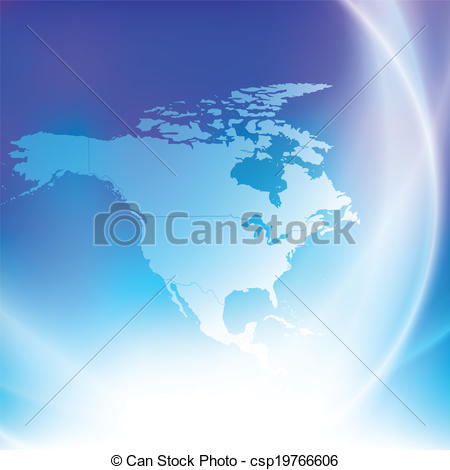 Vector Clipart Of North America Map On The Blue Background Vector