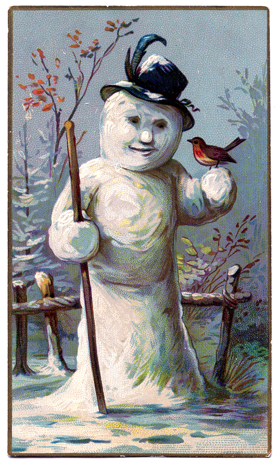 Vintage Clip Art Darling Snowman Postcard Finland The Graphics