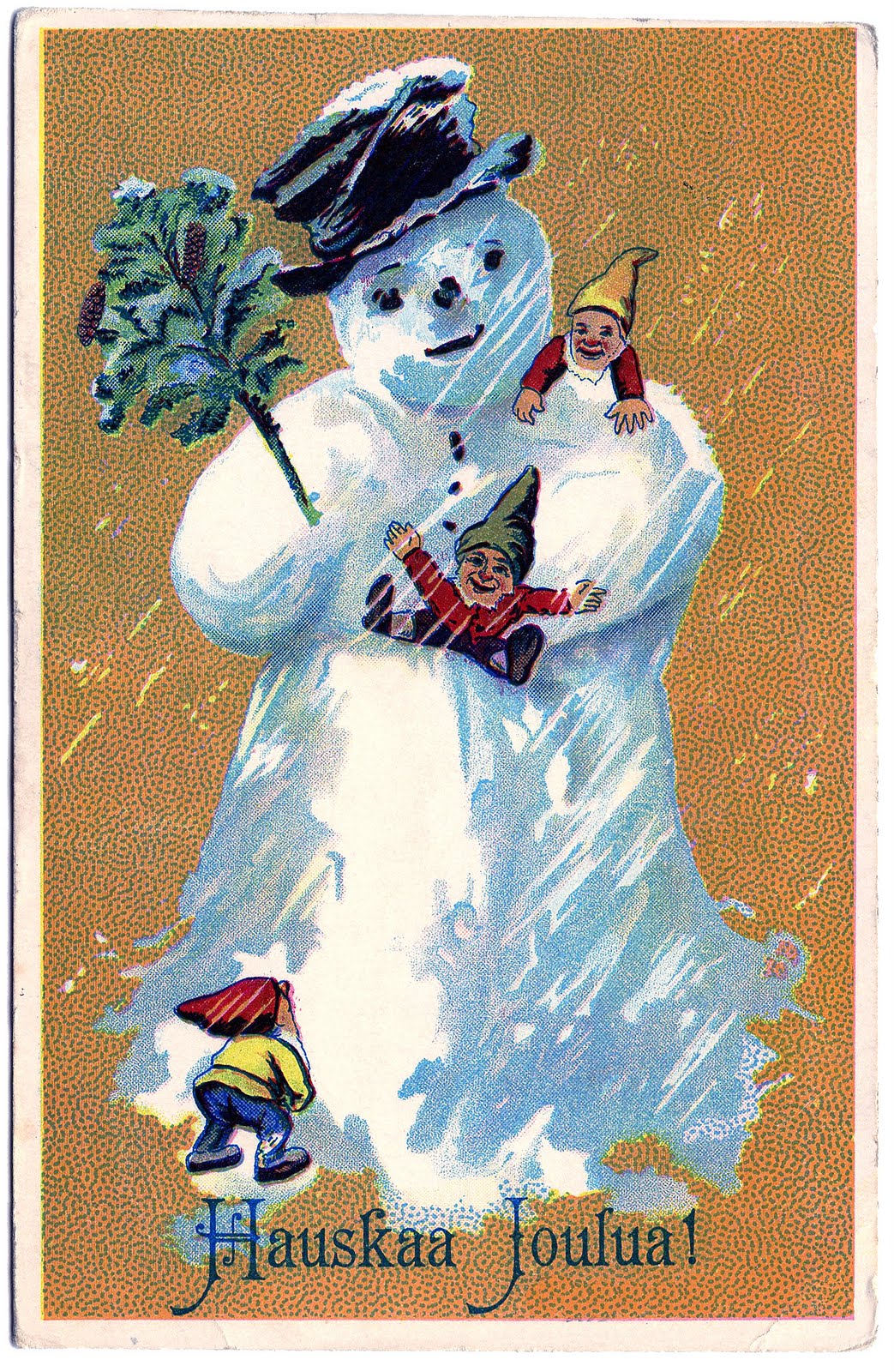 Vintage Clip Art Darling Snowman Postcard Finland The Graphics