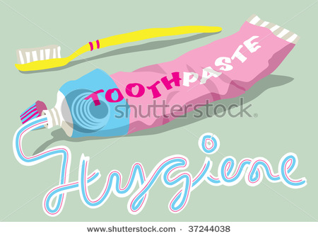 Written In Toothpaste From A Tube And Toothbrush   Vector Clip Art