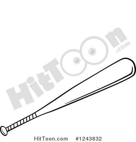 Baseball Bat Clipart  1243832  Black And White Baseball Bat By Hit    