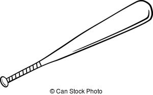 Black And White Baseball Bat Illustration Isolated On White