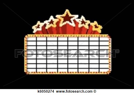 Blank Movie Theater Or Casino Marquee With Stars Isolated On Black    
