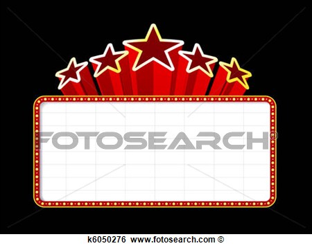 Blank Movie Theater Or Casino Marquee With Stars Isolated On Black