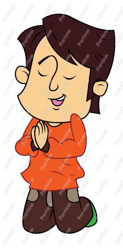 Boy Child Praying Clip Art   Royalty Free Clipart   Vector Cartoon