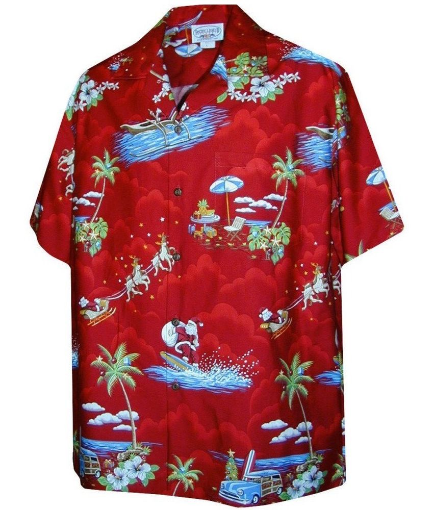 Christmas Santa Claus Hawaiian Shirt Red   Ebay