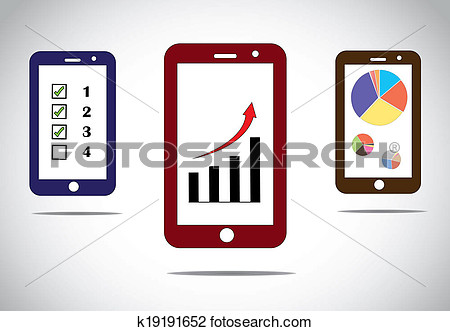 Clip Art   Mobile Business Progress Charts And Arrow Infographics