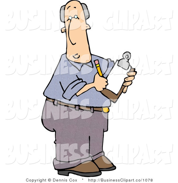 Clip Art Of A Manager Taking Notes With A Pencil And Clipboard By