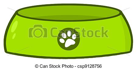 Clip Art Vector Of Empty Dog Bowl   Green Dog Bowl Food Dish With A