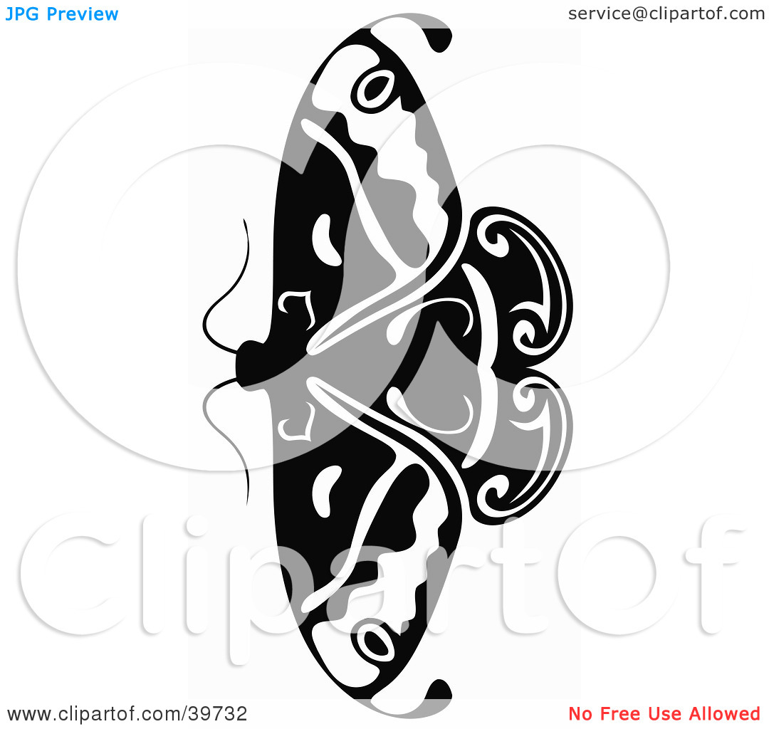 Clipart Illustration Of A Small Black And White Butterfly Or Moth With