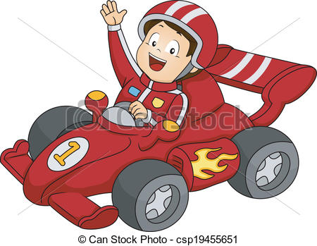 Clipart Vector Of Car Racing Boy   Illustration Of A Little Boy