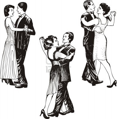 Dancing Couples Set Of Black And White Vector Illustrations Jpg