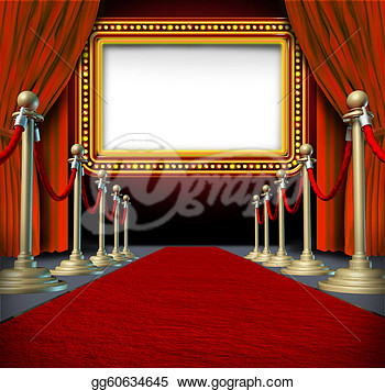 Drawing   Movie And Theatre Marquee Blank Sign With Elegant Velvet    