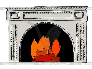 Fireplace   Vector Eps Clipart