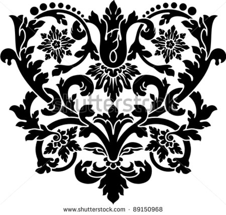 Floral Vintage Pattern  Clip Art Optimized For Cutting On Plotter