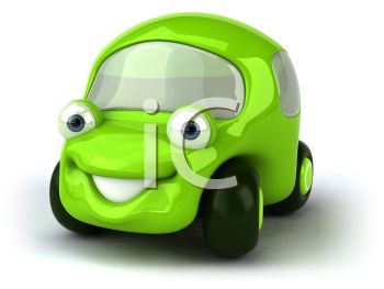 Little Green Compact Car   Royalty Free Clipart Picture