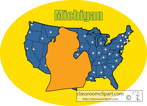 Michigan   Michigan State Color Map Yellow   Classroom Clipart