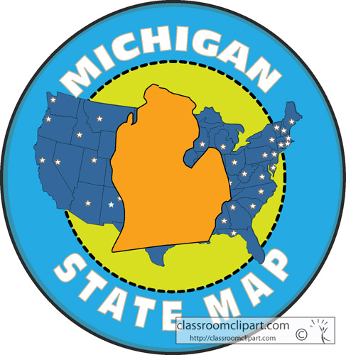 Michigan   Michigan State Map Button   Classroom Clipart