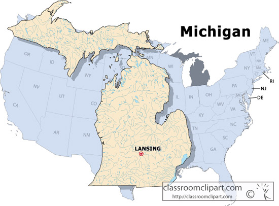 Michigan   Michigan State Map   Classroom Clipart