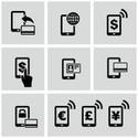 Mobile Banking Icons Set  Pay By Mobile  E Commerce