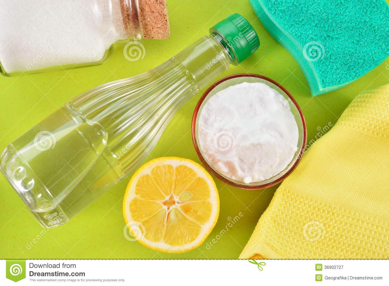 Natural Cleaners  Vinegar Baking Soda Salt And Lemon  Royalty Free    