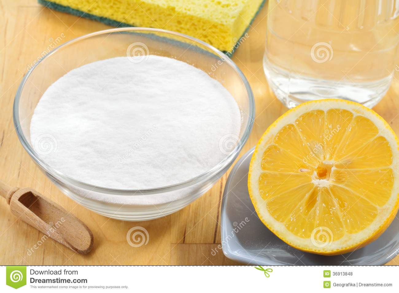 Natural Cleaners  Vinegar Baking Soda Salt And Lemon  Royalty Free