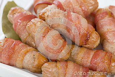 Pigs In Blankets   Sausages Wrapped In Bacon  Traditional British