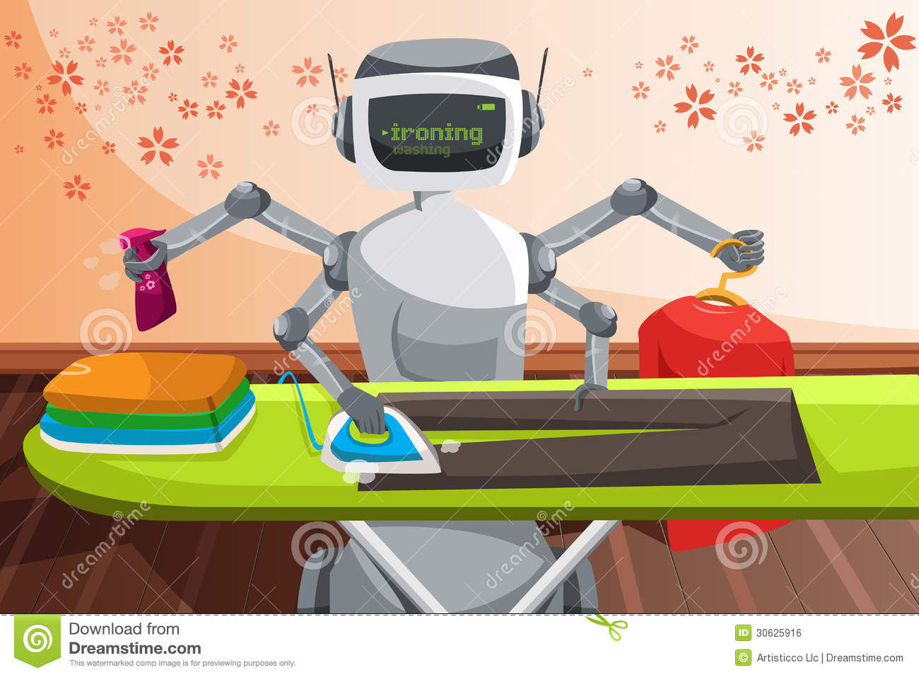 Robot Ironing Clothes Royalty Free Stock Image   Image  30625916