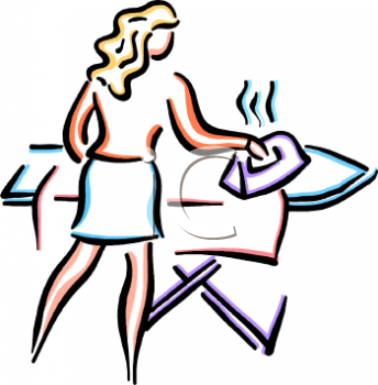 Royalty Free Clipart Image  Lady Ironing Clothes On An Ironing Board