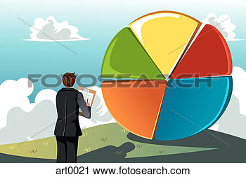 Taking Notes While Facing A Giant Pie Chart Art0021   Search Clip Art