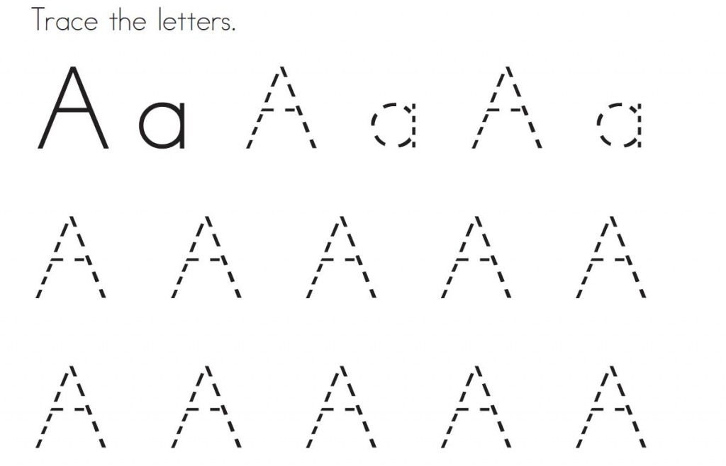 Tracing Letter A Pages For Kids To Colour In