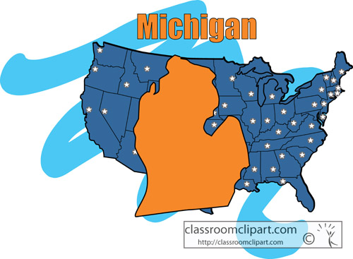 Us State Maps   Michigan State Color Map   Classroom Clipart