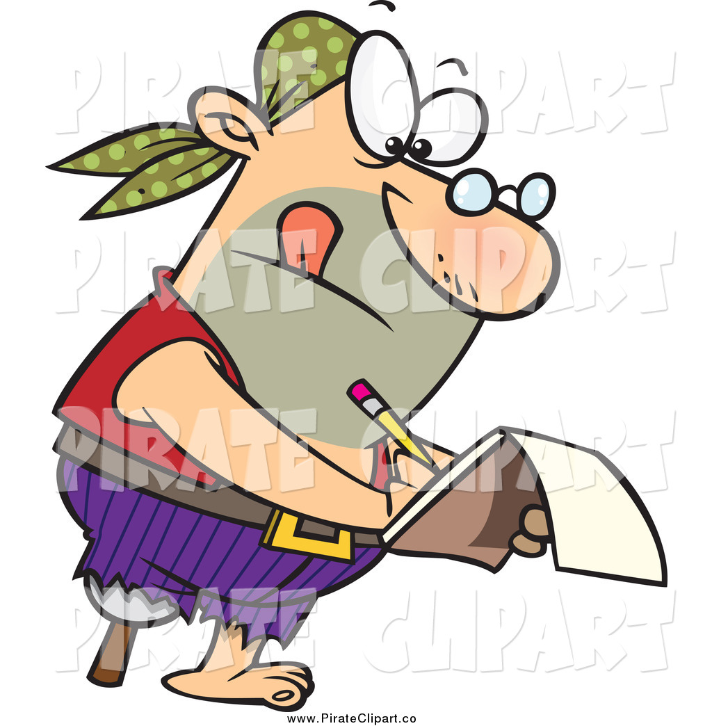 Vector Clip Art Of A Cartoon Nerdy Pirate Taking Notes By Ron Leishman    