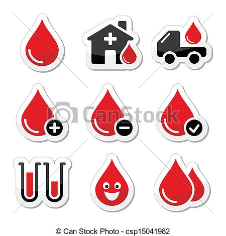 Vector Of Blood Donation Vector Icons Set   Donation Blood Concept