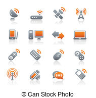 Wireless And Communications Graphite   Vector Icons For Your