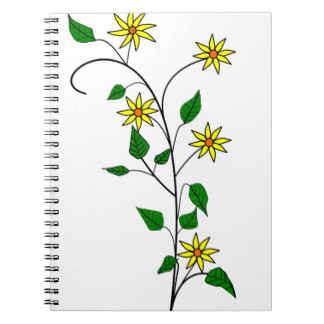Yellow Clipart Flowers Spiral Notebooks