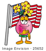     Yellow Flowers Cartoon Character Pledging Allegiance To An American