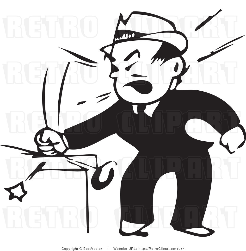 And White Retro Vector Clip Art Of A Mad Boss By Bestvector    1964