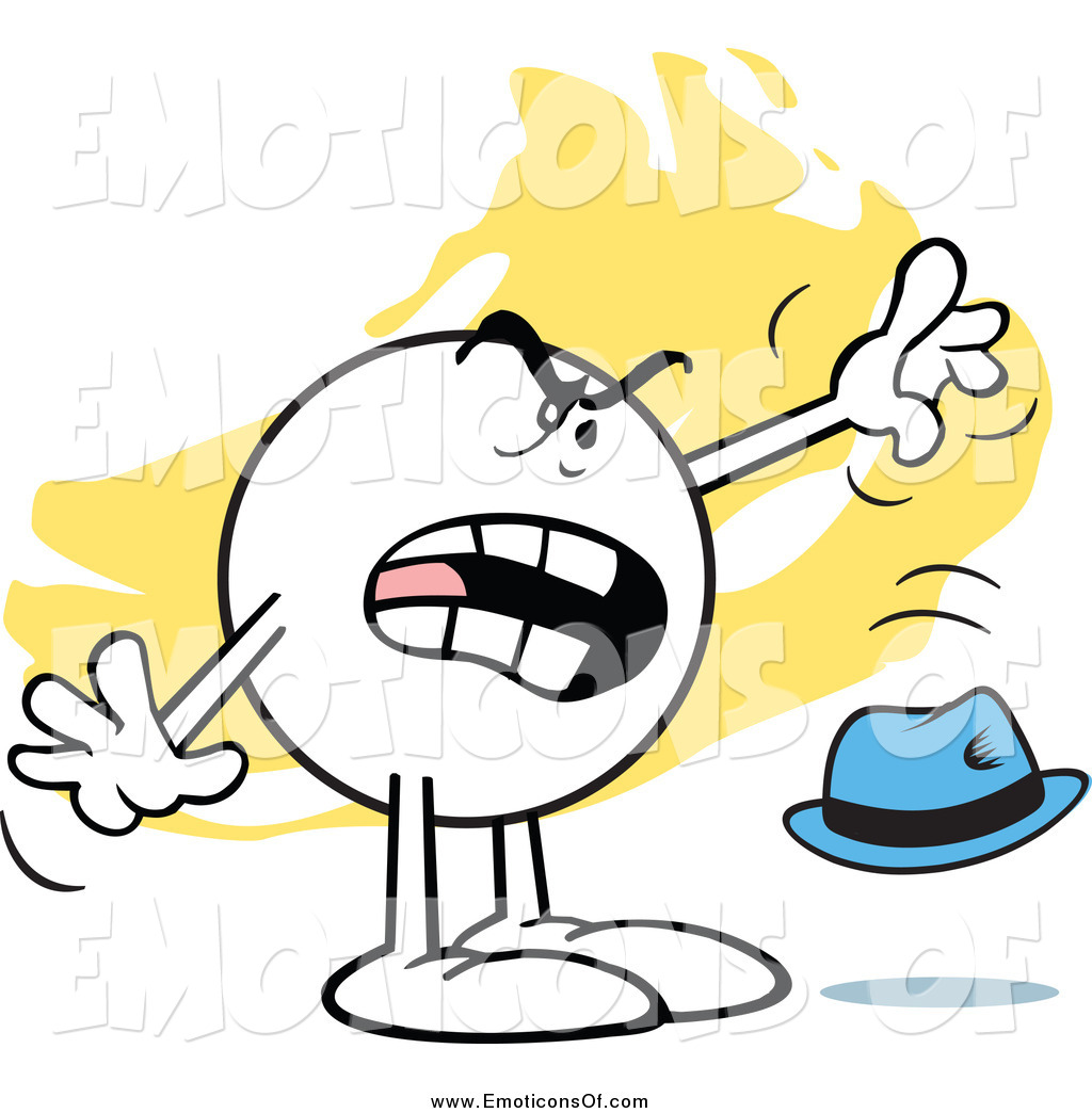Cartoon Of A Mad Moodie Emoticon Guy Dropping A Hat By Johnny Sajem