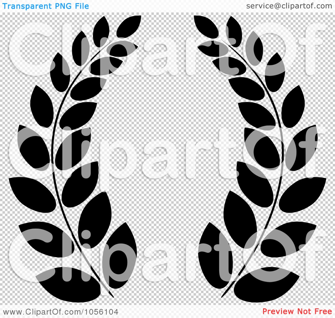 Clip Art Illustration Of A Black And White Greek Wreath Of Olive