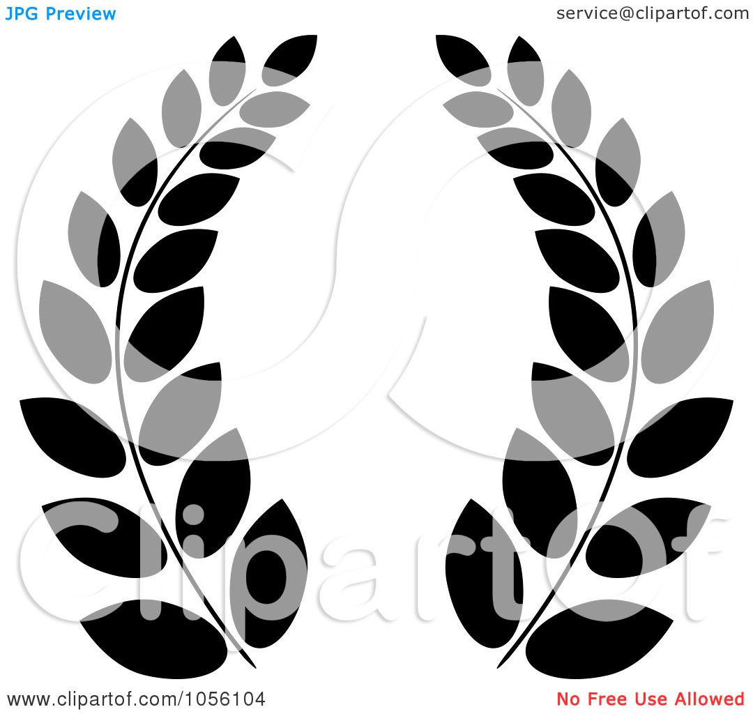 Clip Art Illustration Of A Black And White Greek Wreath Of Olive