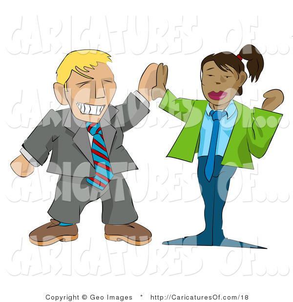 Clip Art Of A Business Man And Woman Giving A High Five By Geo Images    