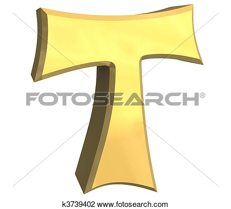 Clip Art   Tau Cross In Gold   3d   Fotosearch   Search Clipart