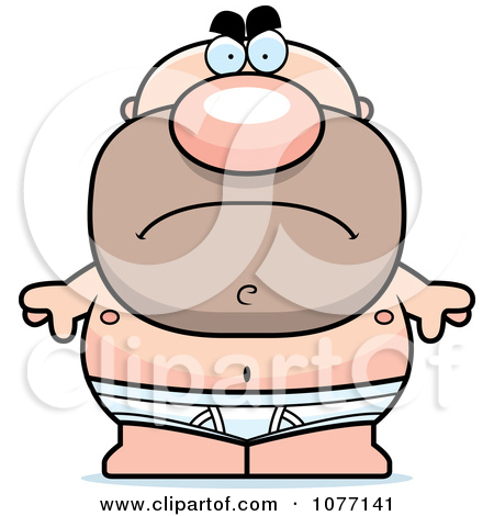 Clipart Mad Bald Man In Underwear   Royalty Free Vector Illustration