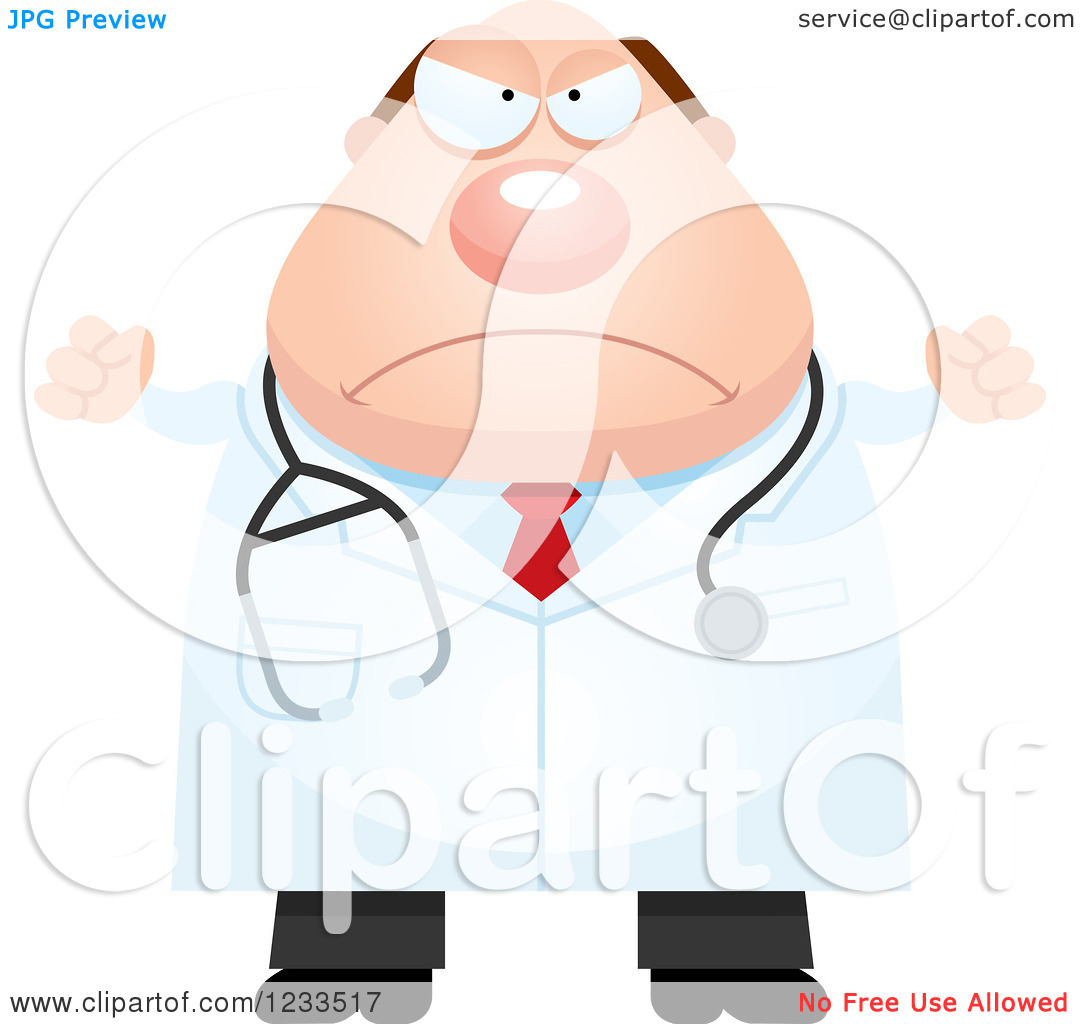 Clipart Of A Mad Surgeon Doctor Or Veterinarian Guy   Royalty Free