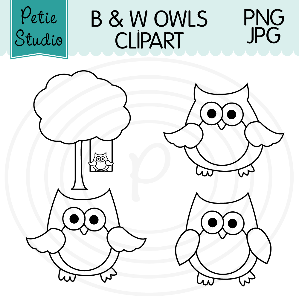 Cute Owl Clip Art Black And White