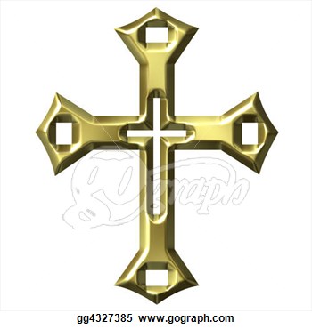 Drawing   3d Golden Artistic Cross  Clipart Drawing Gg4327385