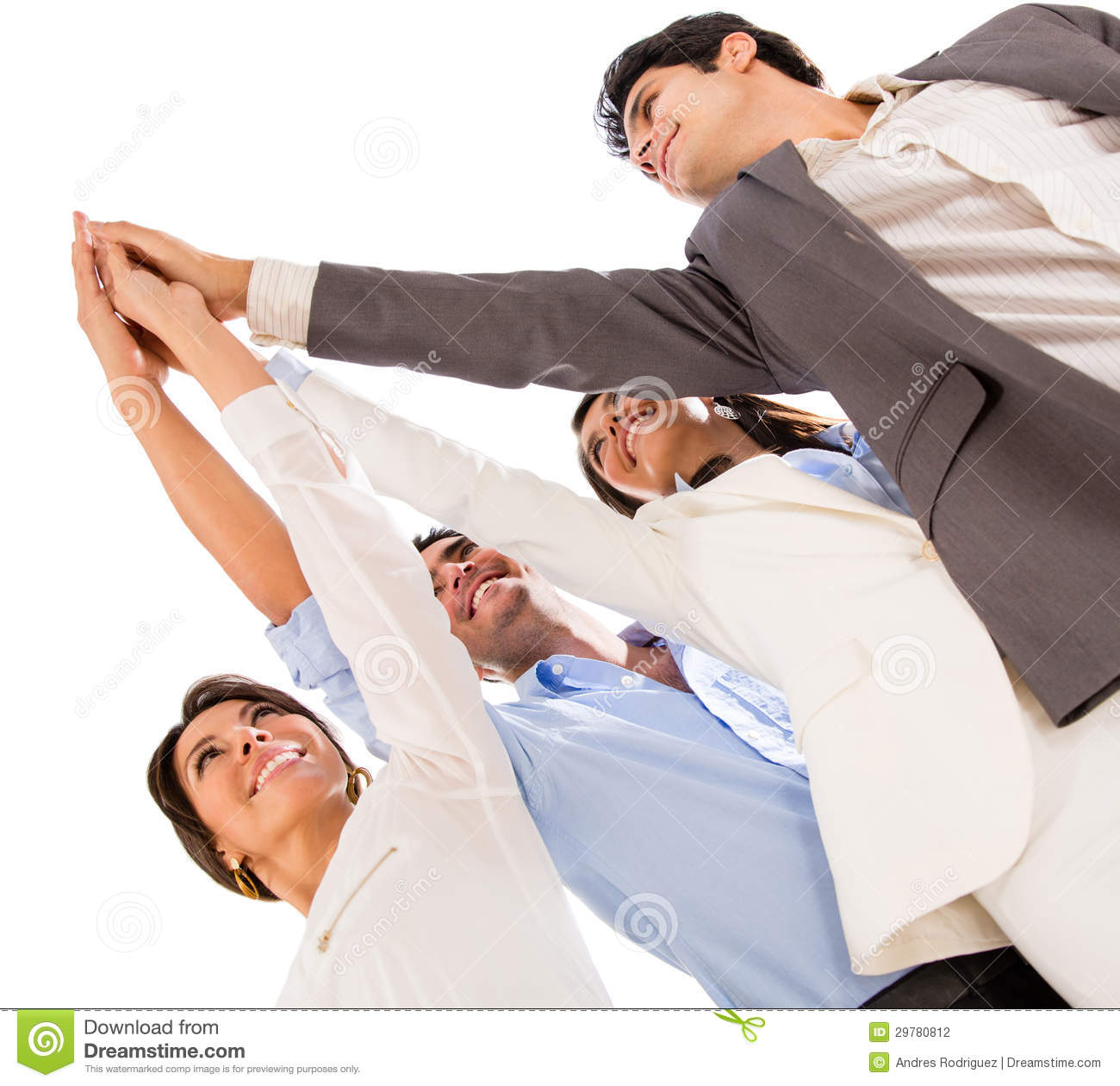 Group Of Business People Celebrating Their Teamwork With A High Five